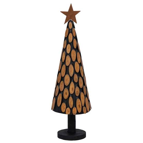 Sapin de Noël en bois de teck massif décoratif pour intérieur Marron 150 cm – ComfortXL Outdoor Living - Image 6