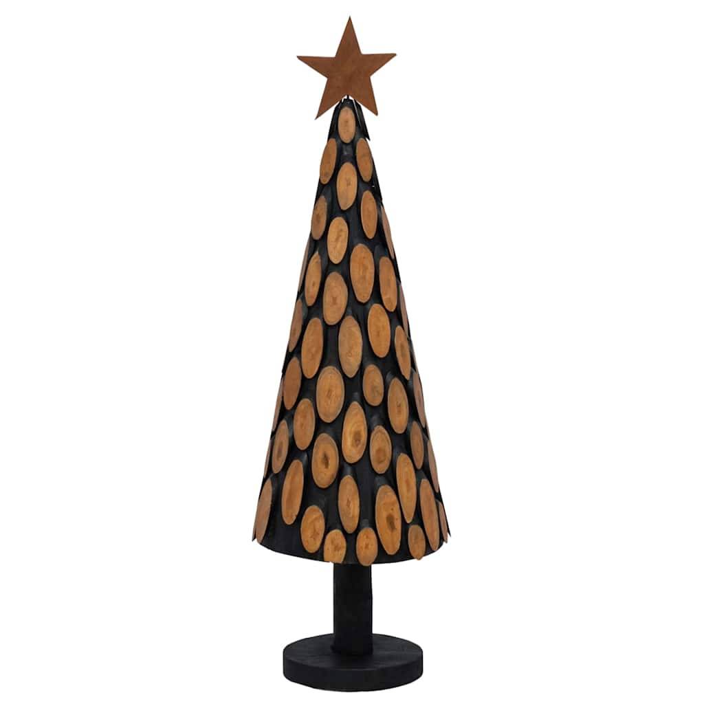 Sapin de Noël en bois de teck massif décoratif pour intérieur Marron 150 cm – ComfortXL Outdoor Living - Image 6