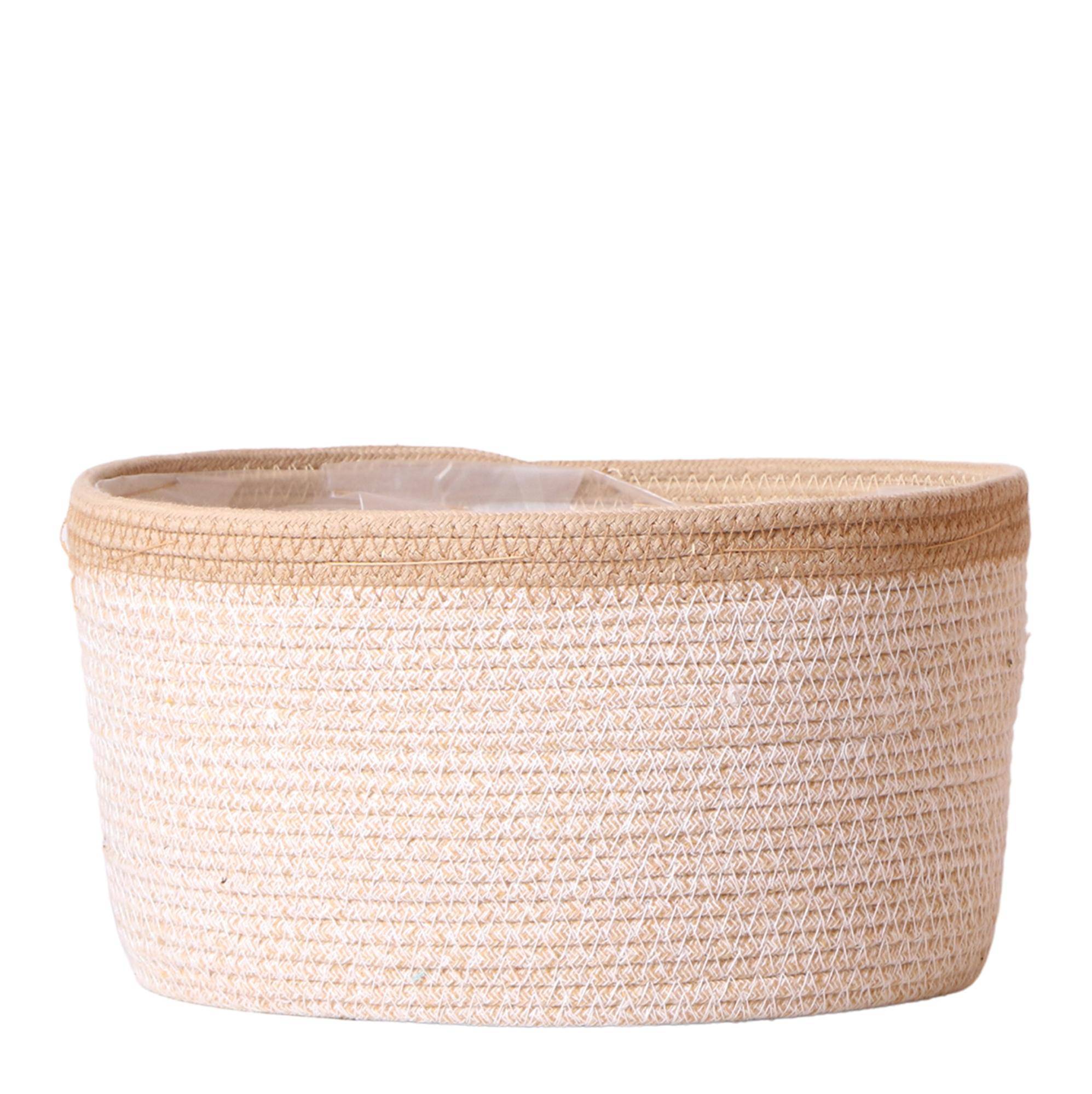 Panier en osier blanc - pot en osier avec détail blanc - Ø30cm - Image 1