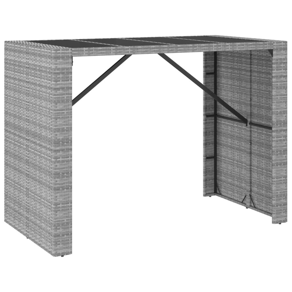 Helloshop26 - Ensemble de bar de jardin 7 pièces avec coussins gris poly rotin - Imagen 4