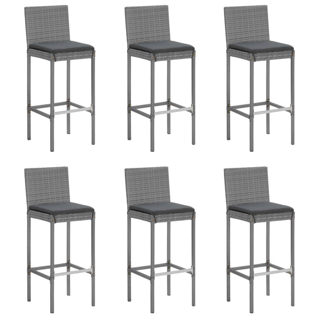 Helloshop26 - Ensemble de bar de jardin 7 pièces avec coussins gris poly rotin - Imagen 2