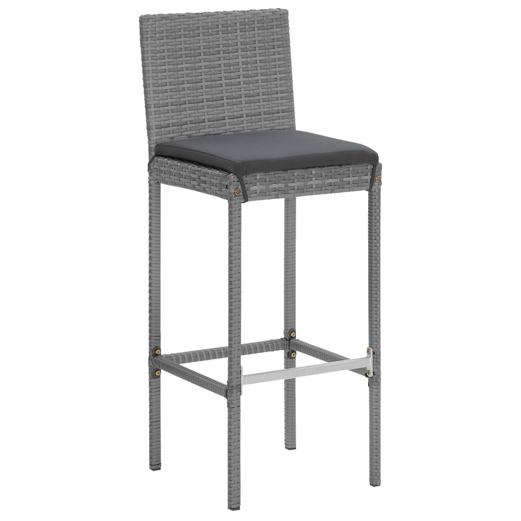 Helloshop26 - Ensemble de bar de jardin 7 pièces avec coussins gris poly rotin - Imagen 3