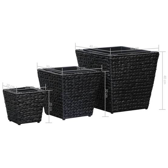 Jardinière | Lits surélevés 3 pcs Jacinthe d'eau Noir - Image 8