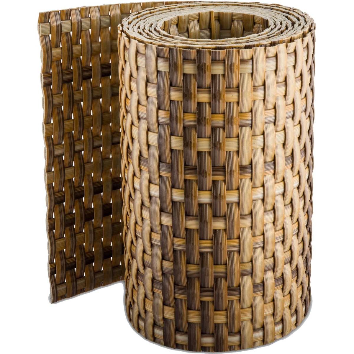 Rattan Art - Bande brise-vue en résine tressée pour clôture rigide 19 x 255 cm Marron et beige - Imagen 1