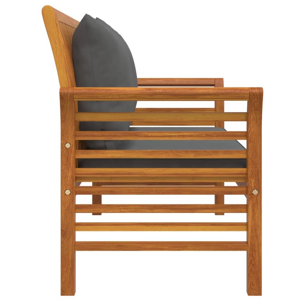 Helloshop26 - Banc de jardin meuble de patio d'extérieur terrasse de canapé avec coussins 120 x 60 x 81 cm gris foncé bois d'acacia solide - Imagen 4