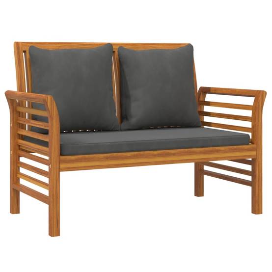 Helloshop26 - Banc de jardin meuble de patio d'extérieur terrasse de canapé avec coussins 120 x 60 x 81 cm gris foncé bois d'acacia solide - Imagen 1
