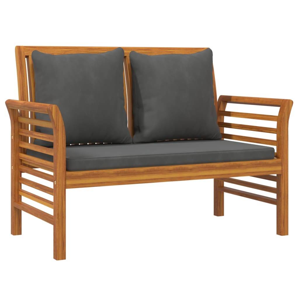 Helloshop26 - Banc de jardin meuble de patio d'extérieur terrasse de canapé avec coussins 120 x 60 x 81 cm gris foncé bois d'acacia solide - Imagen 1