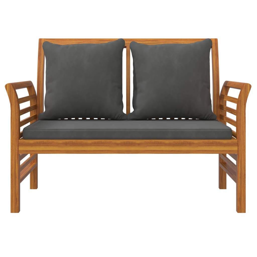 Helloshop26 - Banc de jardin meuble de patio d'extérieur terrasse de canapé avec coussins 120 x 60 x 81 cm gris foncé bois d'acacia solide - Imagen 3