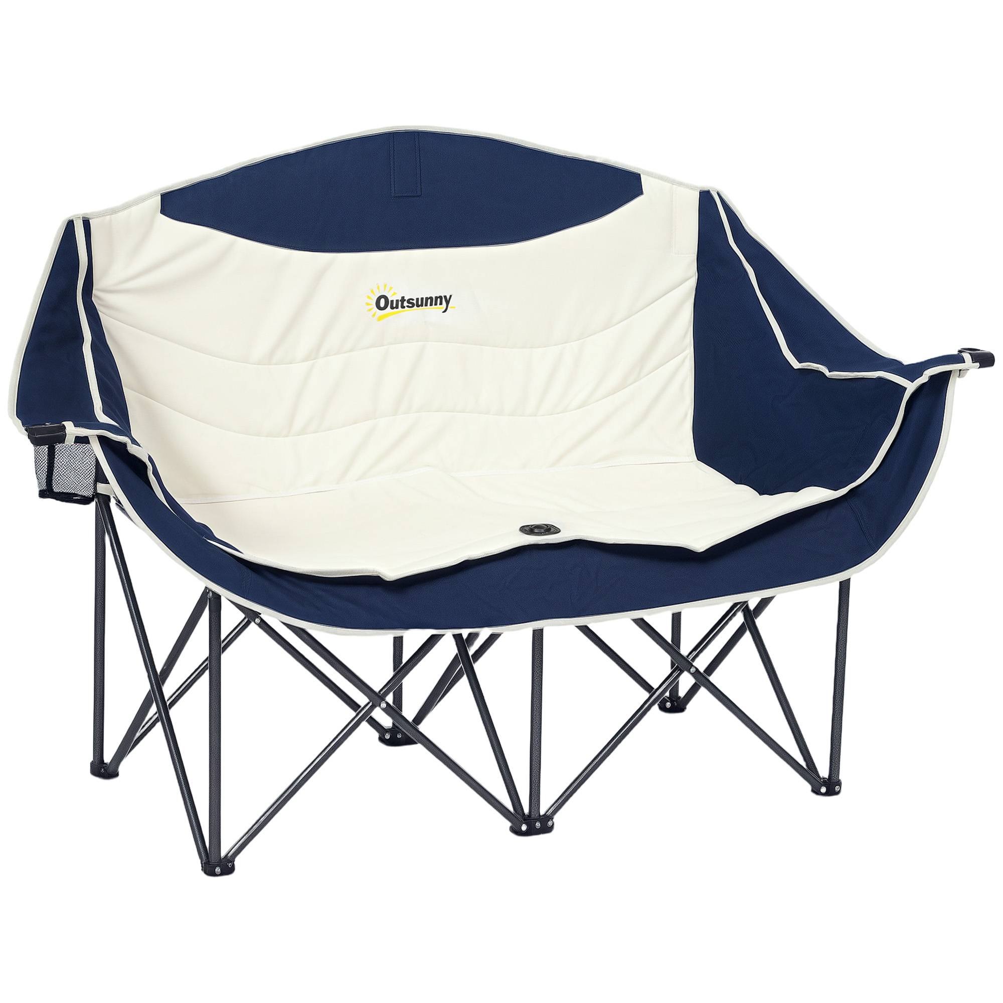 Chaise de camping double métal tissu bleu 143 x 50 x 90 cm - PANGIVO - Image 1