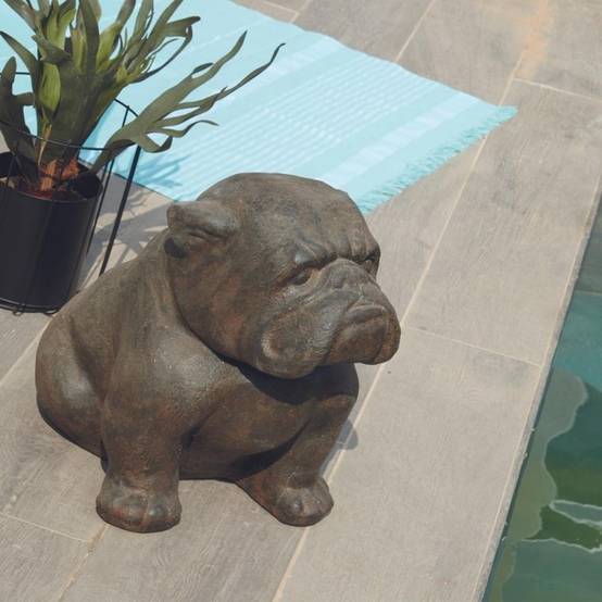 Jardinex - Statue jardin Bulldog 45 cm - Gris anthracite 45 cm - Jardinex - Image 2