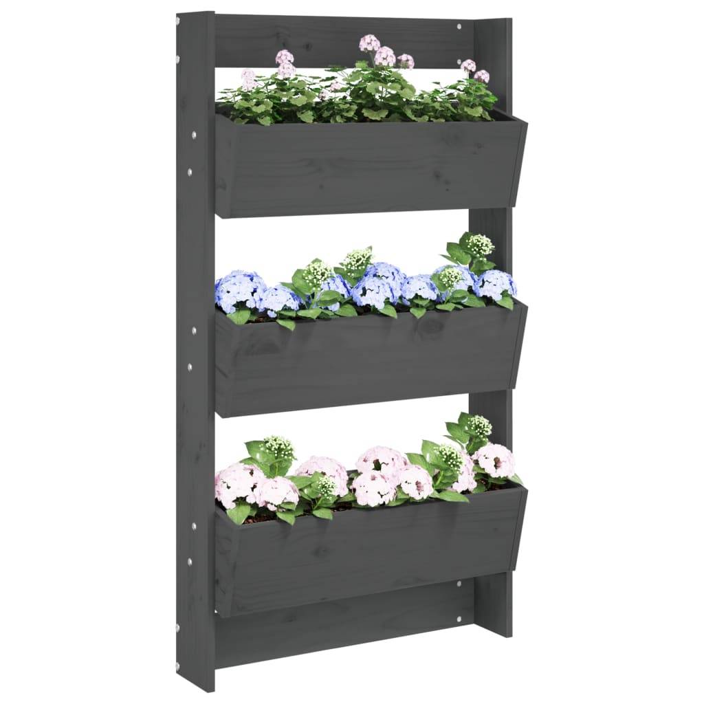 Maison Chic - Jardinière, Bac à fleurs, Pot de fleurs murale 3 niveaux 60x18,5x110 cm gris bois pin massif - Imagen 2