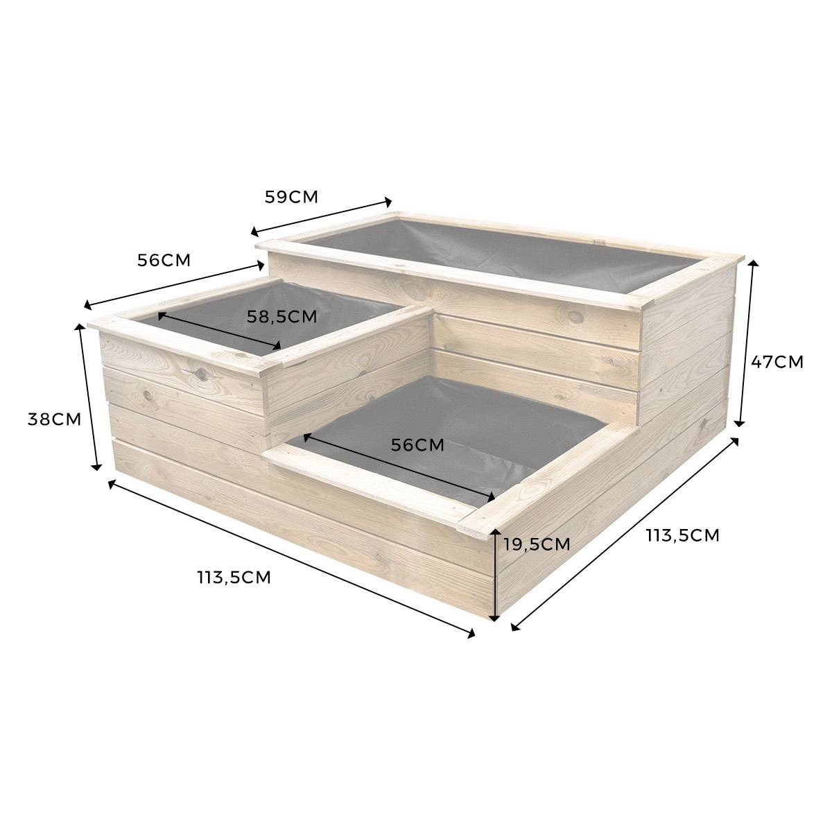 Carré Potager 3 bacs en bois - Cémonjardin - Imagen 3