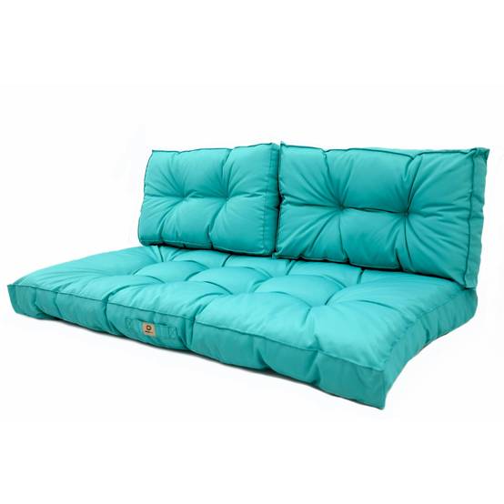 Coussins pour salon de jardin capitonné 120x60cm Bleu caraibes - Déco arts - Image 1