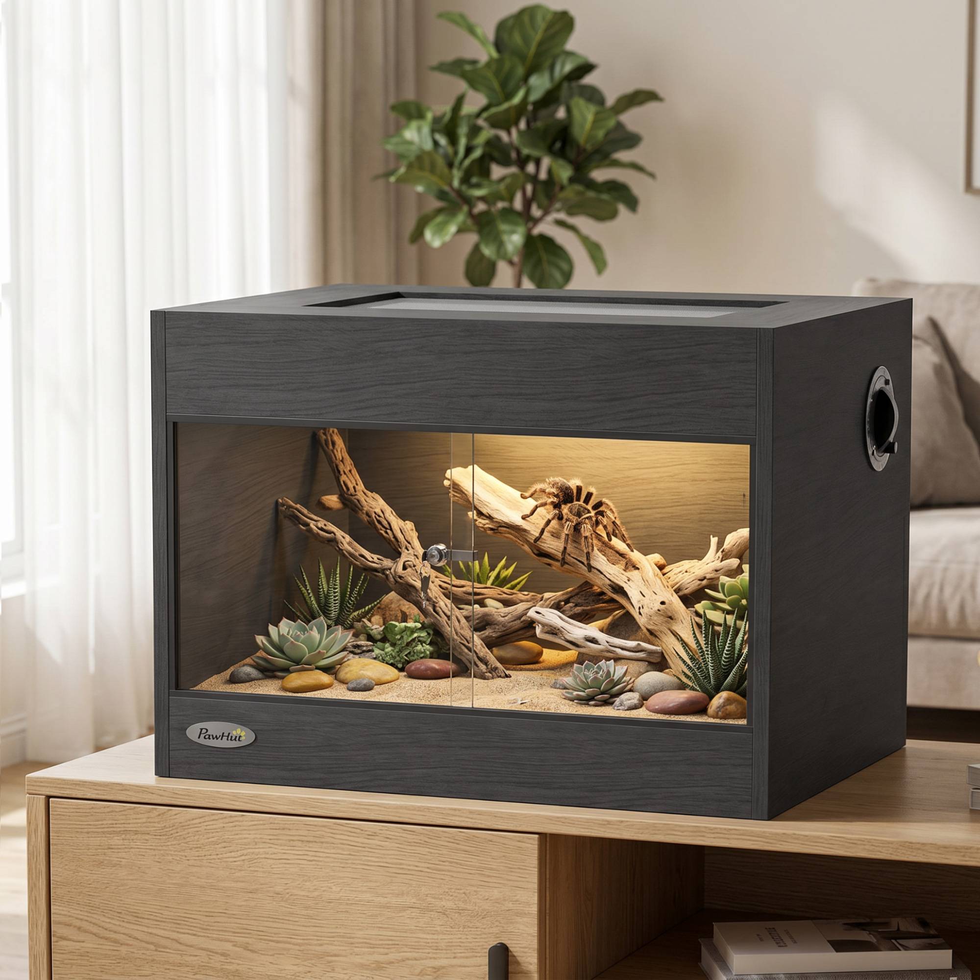 Terrarium en bois OSB, porte en verre trempé, vivarium 60×45×45cm - Image 3
