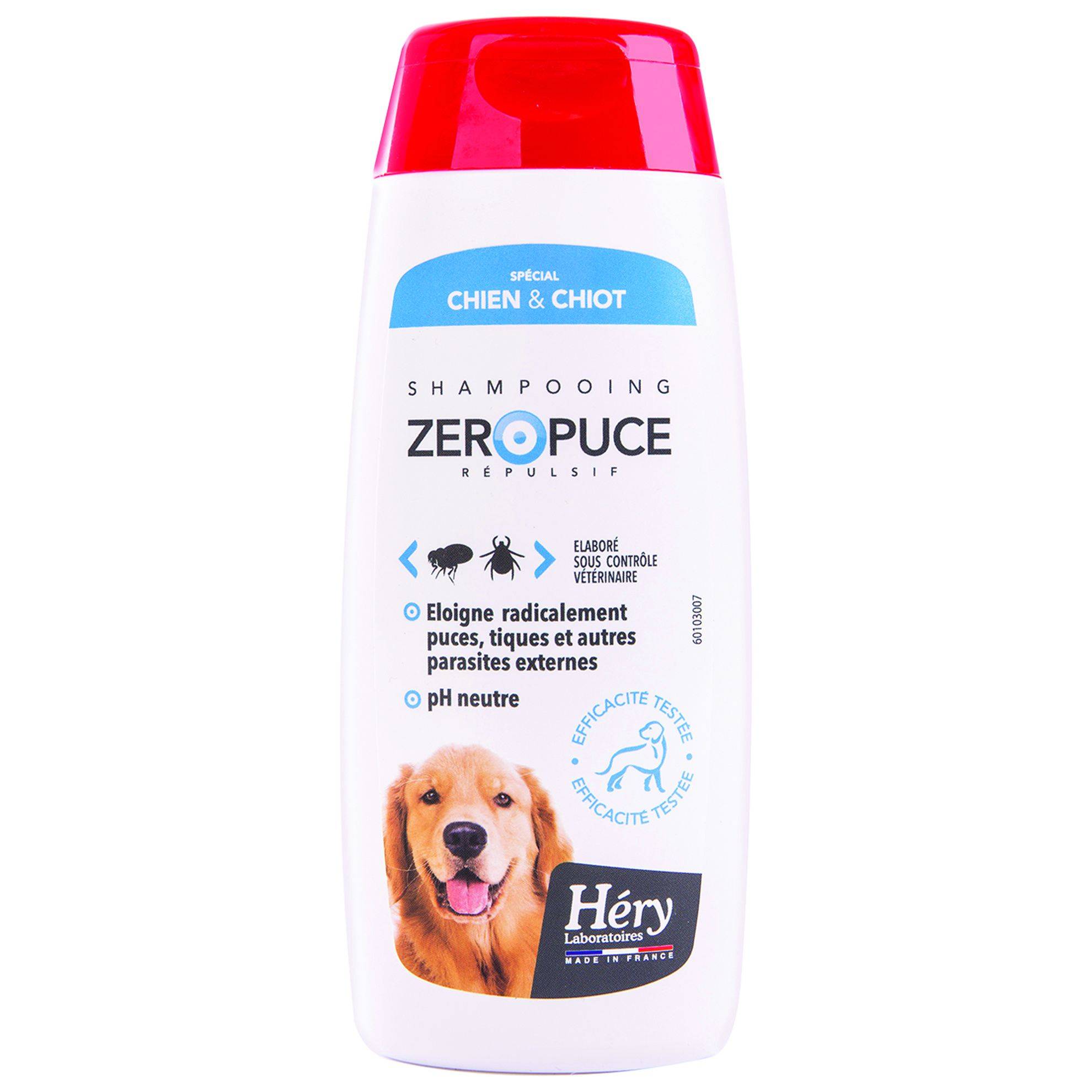 Laboratoires Hery - Shampooing répulsif zéro puce chien/chiot : 200ml HERY