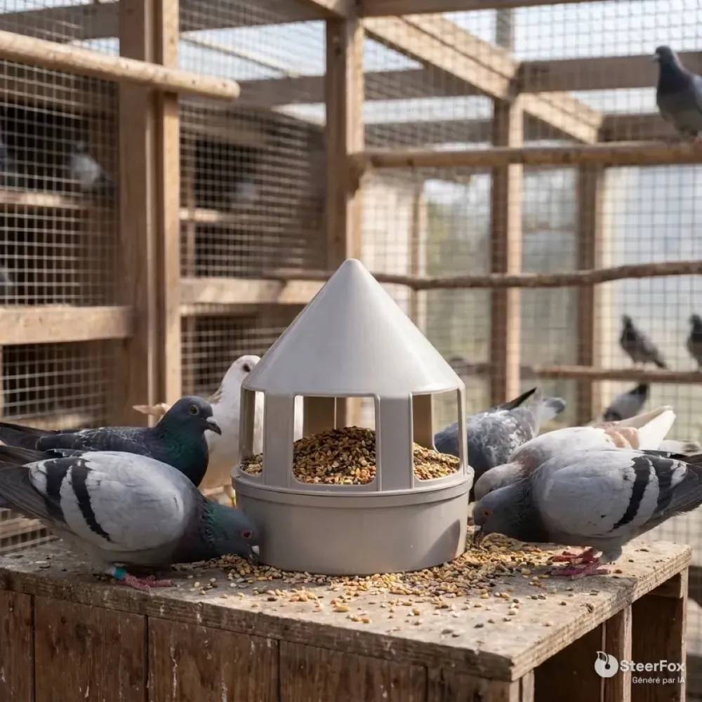 Autre - Mangeoire à grit 1,5 L pour pigeons – 3 compartiments - Image 1