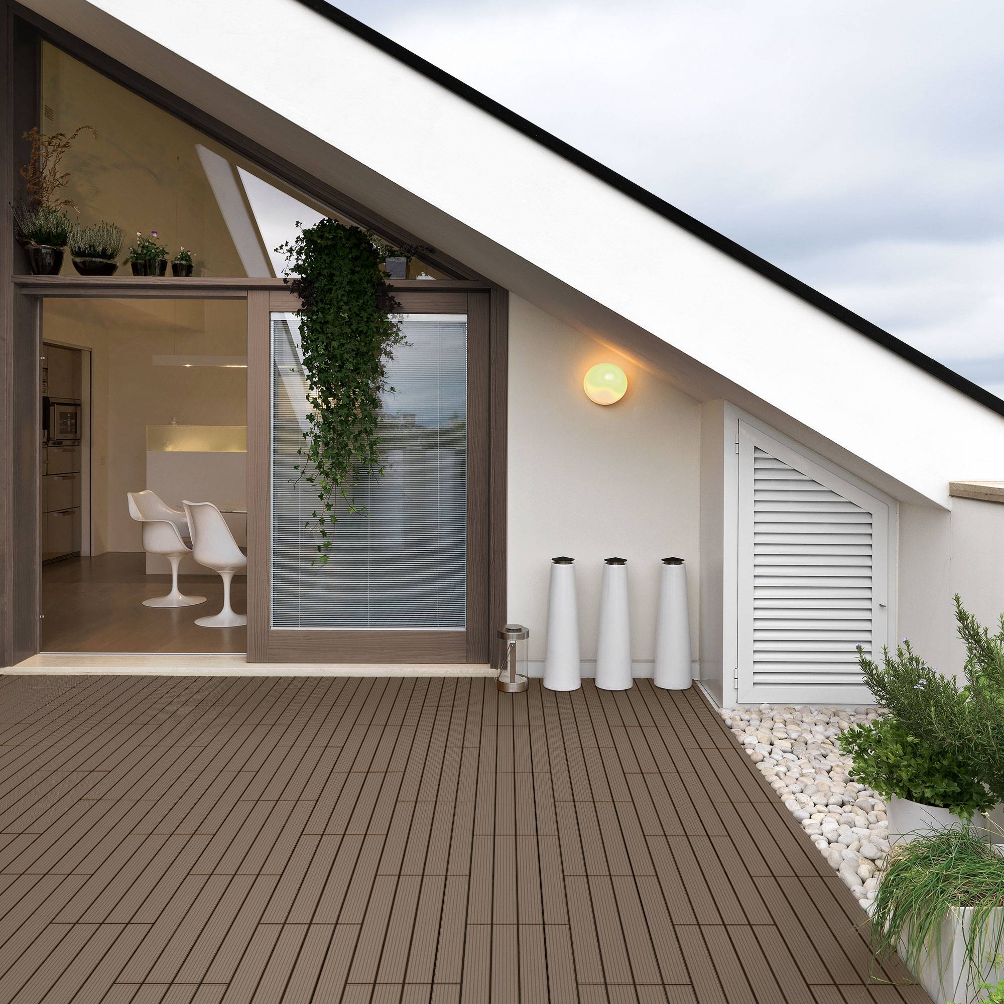 Ecd-Germany - Carrelage terrasse dalles 60x30 cm 5m² aspect bois marron foncé - Imagen 1