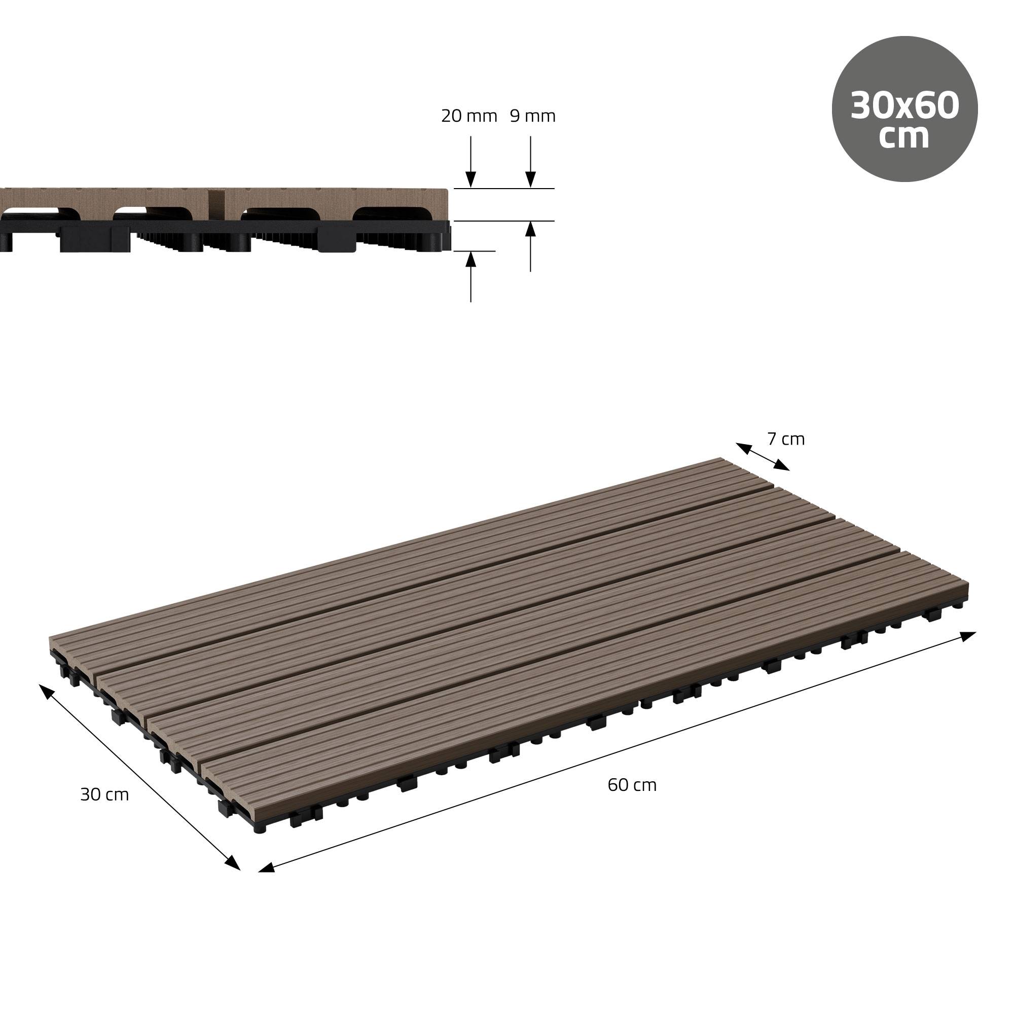 Ecd-Germany - Carrelage terrasse dalles 60x30 cm 5m² aspect bois marron foncé - Imagen 7
