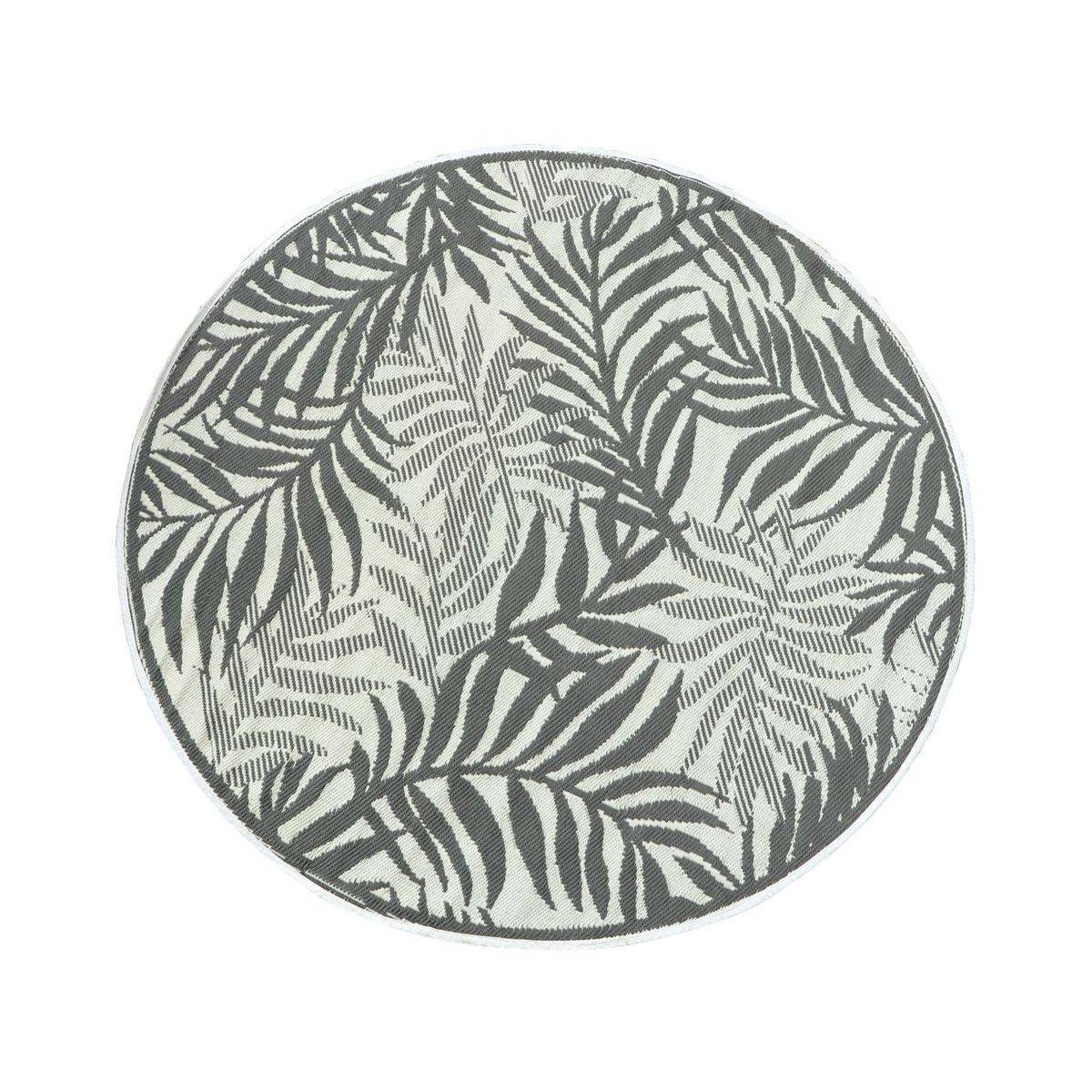 Aubry Gaspard - Tapis d'extérieur rond en polypropylène D150 cm Végétal - Gris - Imagen 1