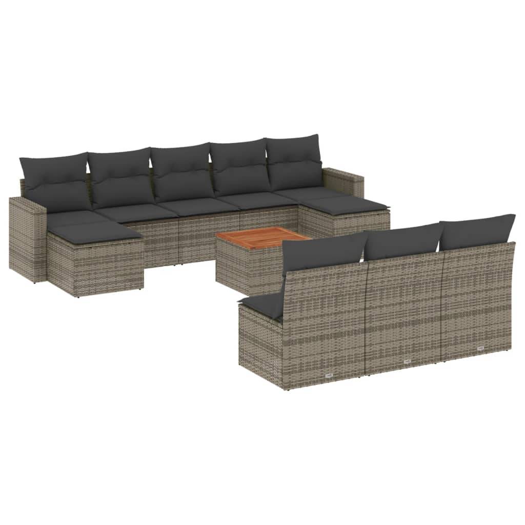 ComfortXL - Salon de Jardin Gris 10 Places Modulable en Résine Tressée Coussins Gris Foncé – ComfortXL Outdoor Living - Image 2