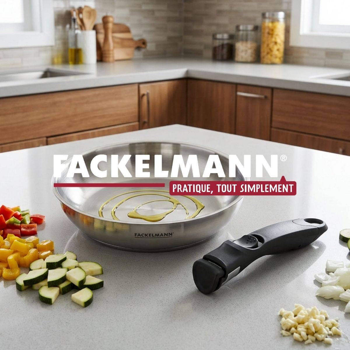 Lot de 1 poêle 24 cm en inox et 1 manche amovible Fackelmann InoGrip - Image 8