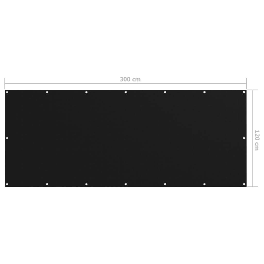 Helloshop26 - Écran de balcon brise pare vue protection confidentialité 120 x 300 cm tissu oxford noir - Imagen 5