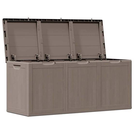 Grand Coffre de Jardin 270L en Polypropylène Imitation Bois pour Terrasse Marron 118.5x44.5x51 cm – ComfortXL Outdoor Living - Image 3