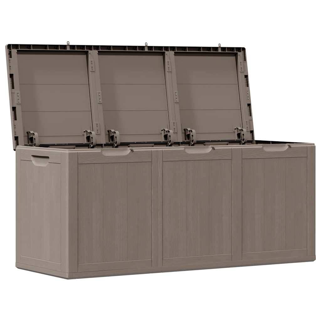 Grand Coffre de Jardin 270L en Polypropylène Imitation Bois pour Terrasse Marron 118.5x44.5x51 cm – ComfortXL Outdoor Living - Image 3