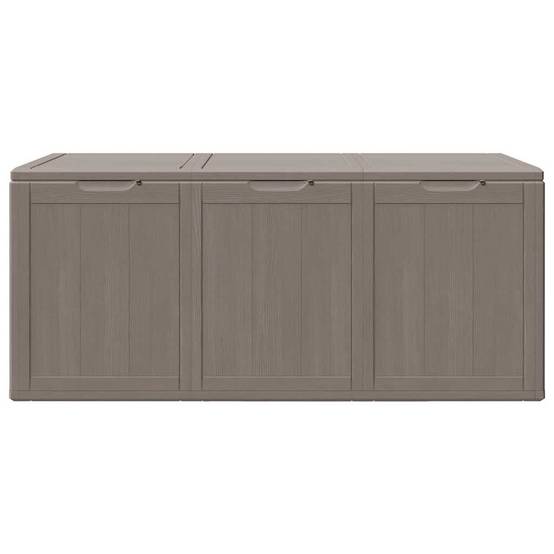 Grand Coffre de Jardin 270L en Polypropylène Imitation Bois pour Terrasse Marron 118.5x44.5x51 cm – ComfortXL Outdoor Living - Image 4