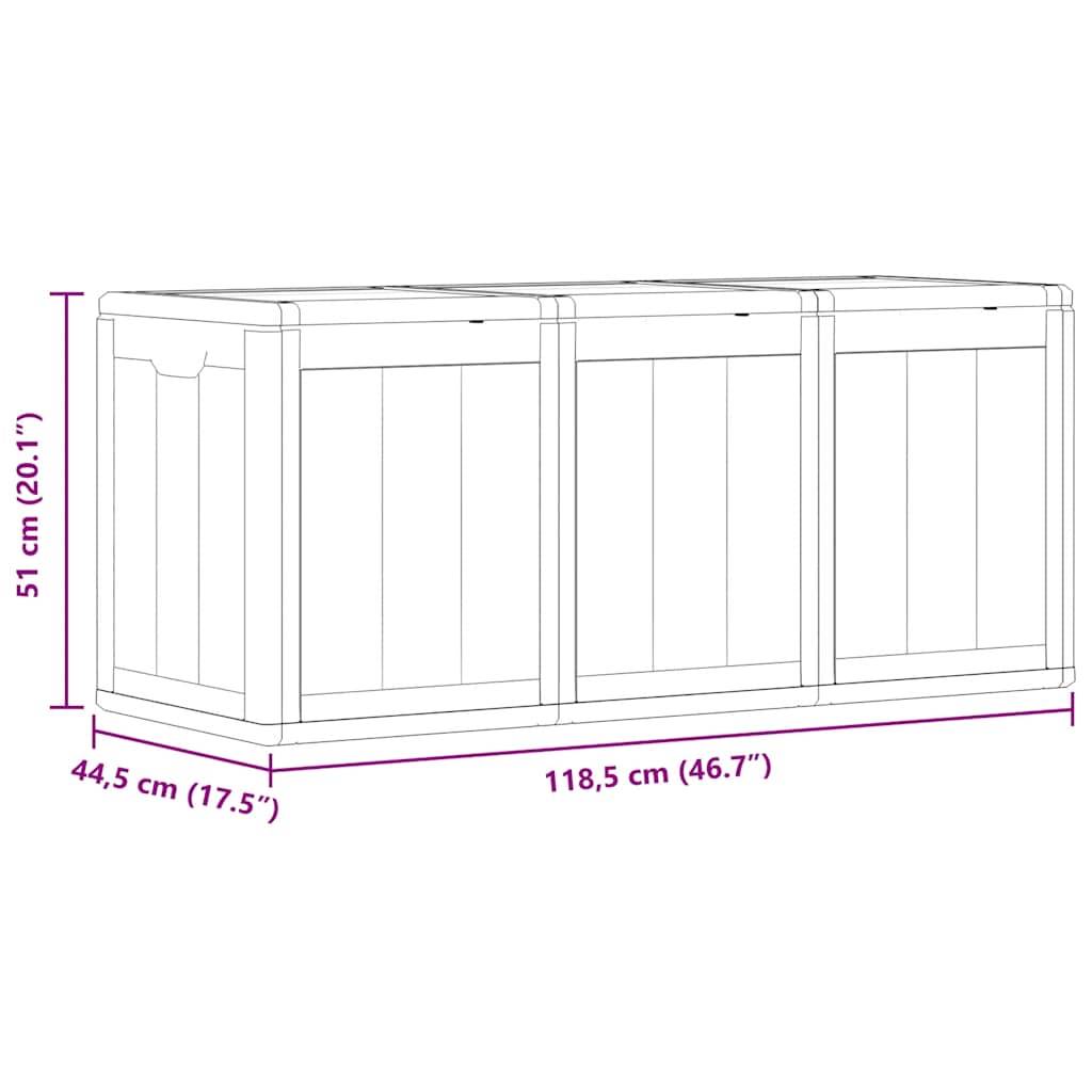 Grand Coffre de Jardin 270L en Polypropylène Imitation Bois pour Terrasse Marron 118.5x44.5x51 cm – ComfortXL Outdoor Living - Image 5