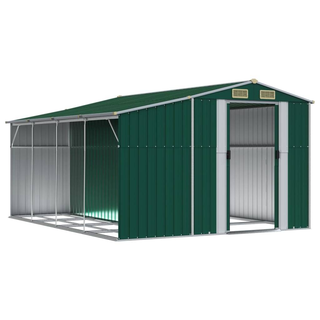 Helloshop26 - Abri de jardin cabane cabanon maison de stockage remise extérieur hangar outils robuste 277 x 365,5 x 179 cm acier galvanisé vert - Imagen 2
