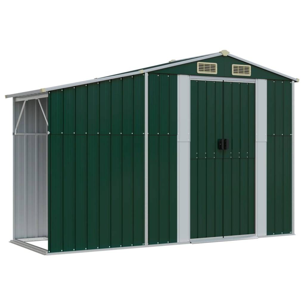Helloshop26 - Abri de jardin cabane cabanon maison de stockage remise extérieur hangar outils robuste 277 x 365,5 x 179 cm acier galvanisé vert - Imagen 6