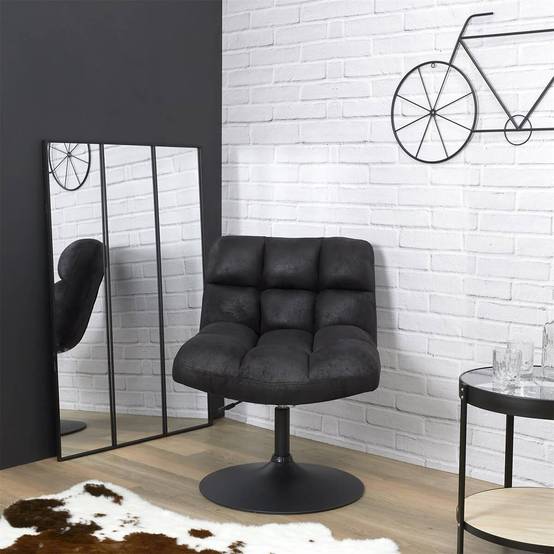 ALTOBUY - Fauteuil Pivotant Simili Cuir Noir - BULLA - Image 2