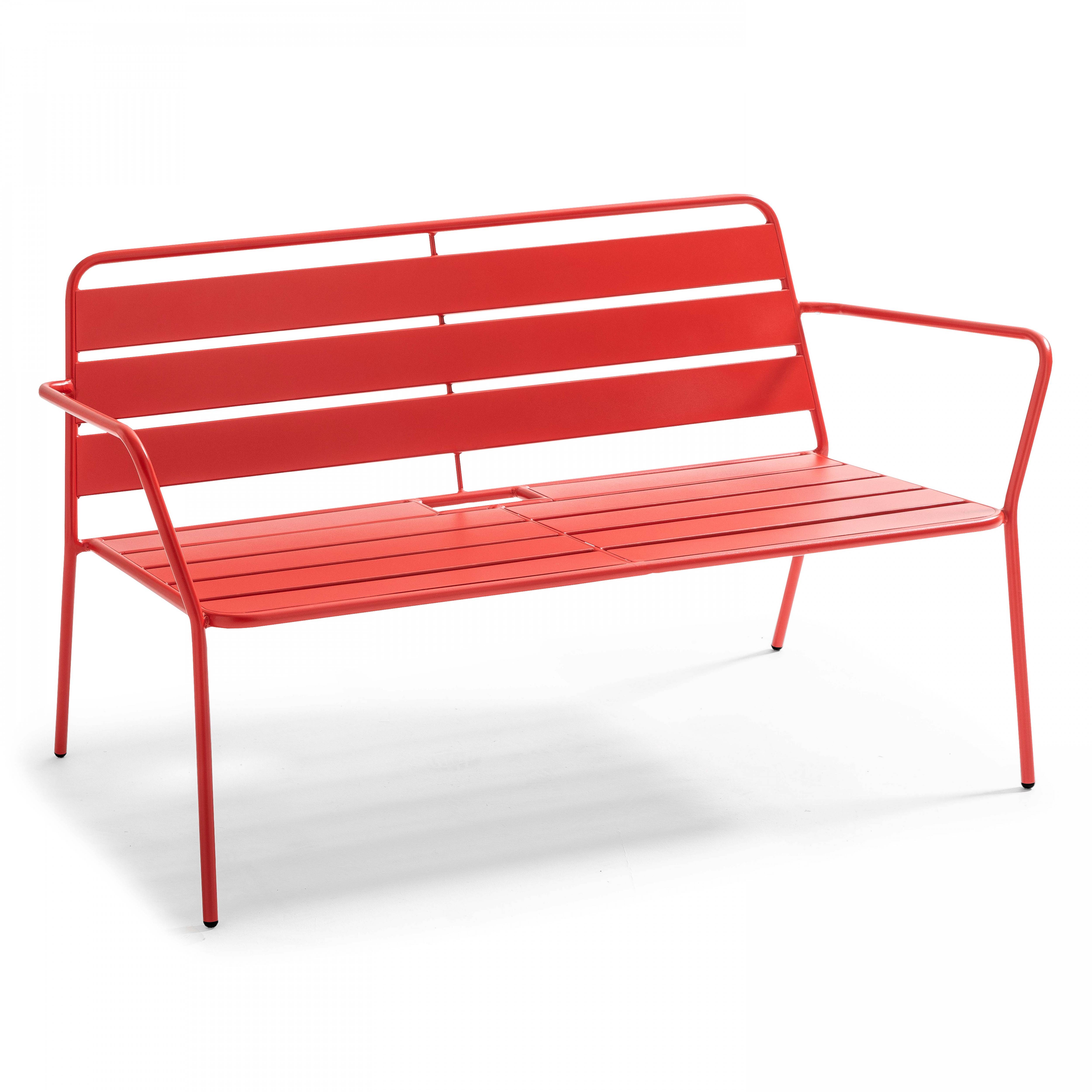 Oviala - Canapé de jardin en métal rouge Palavas - Oviala - Imagen 1