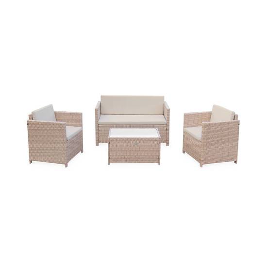 Salon de jardin en résine tressée - Perugia - Résine naturelle Coussins beiges - 4 places - 1 canapé. 2 fauteuils. une table basse | sweeek - Image 5