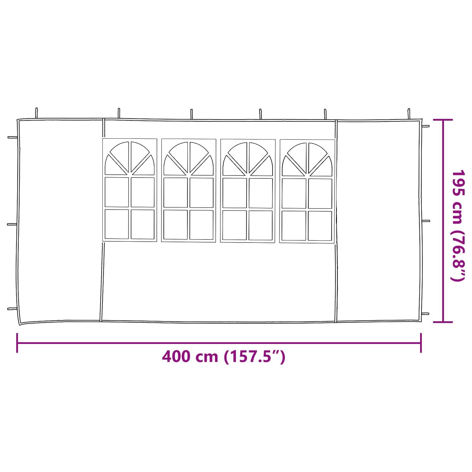 Parois de tente de fête PE gris clair 400 x 195 cm - PANGIVO - Image 6