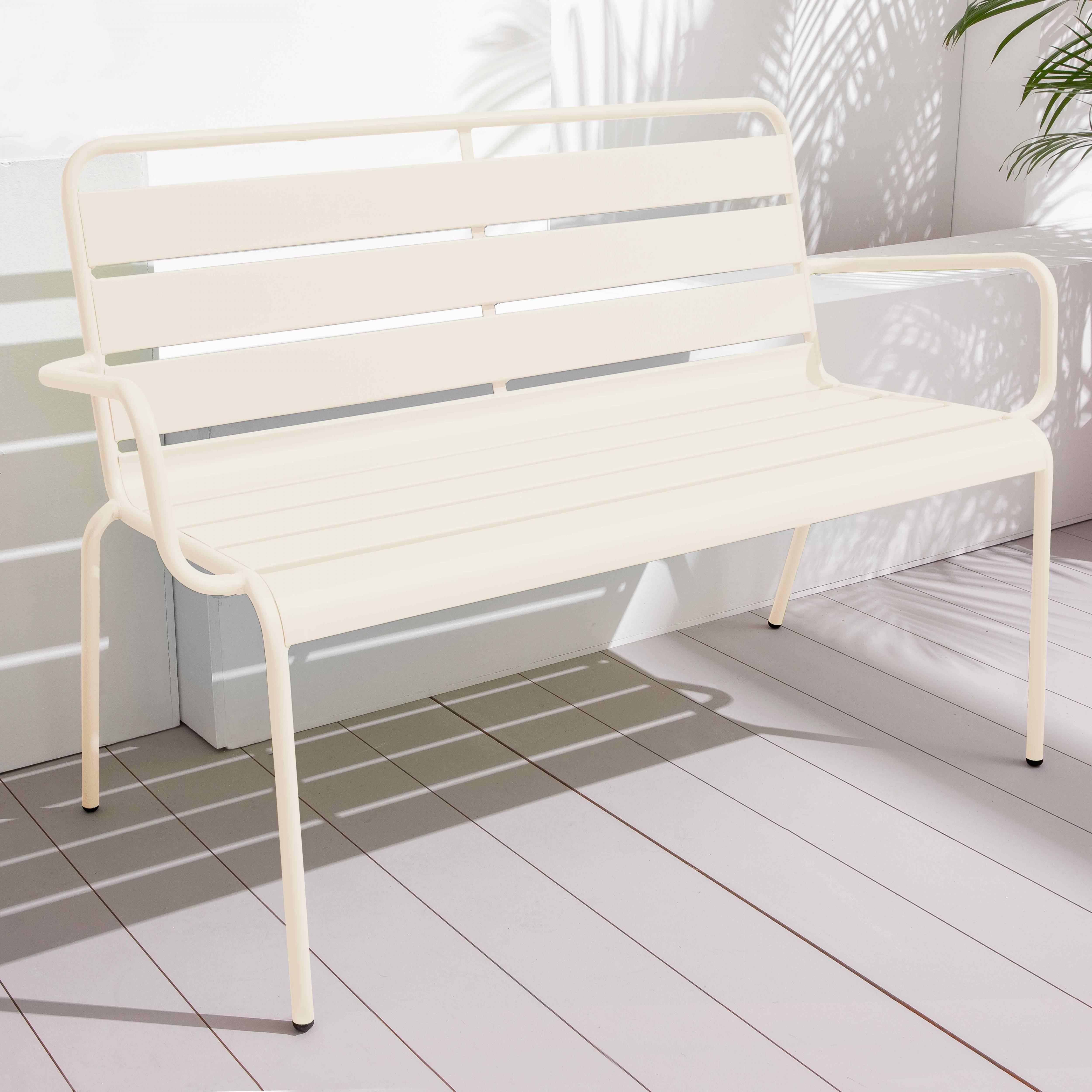 Oviala - Banc de jardin en métal ivoire Palavas - Oviala - Imagen 3