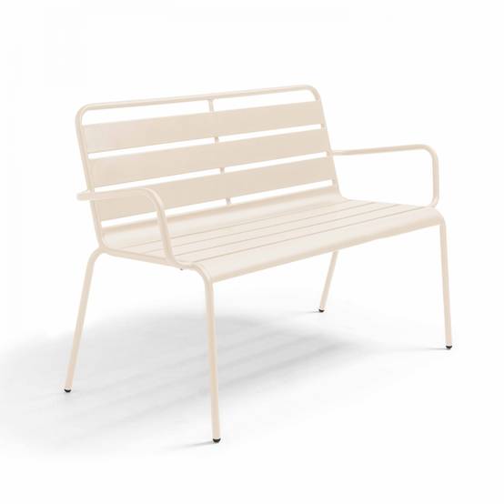 Oviala - Banc de jardin en métal ivoire Palavas - Oviala - Imagen 1