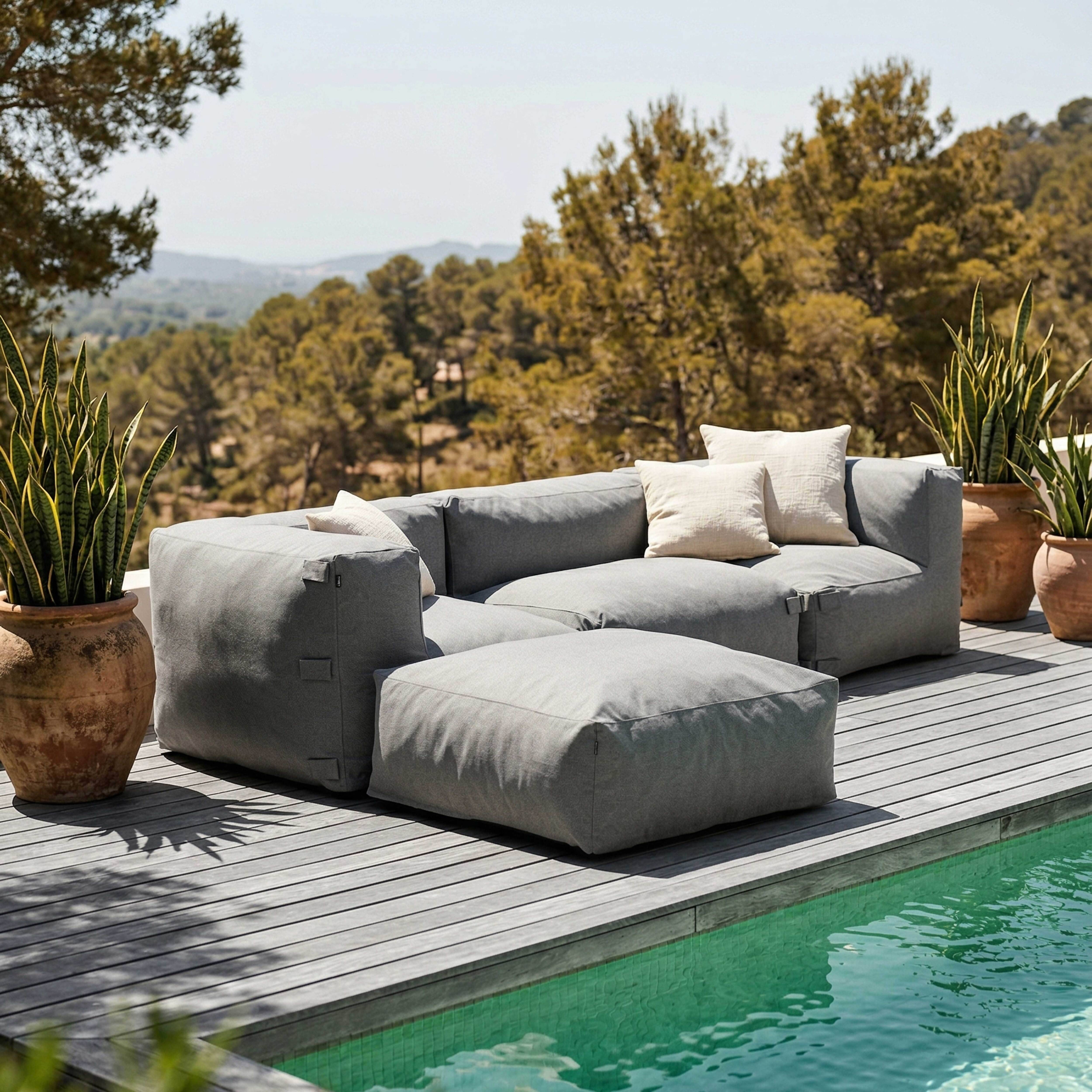 Oviala - Canapé d'angle de jardin modulable 4 places gris Mixi - Oviala - Image 1