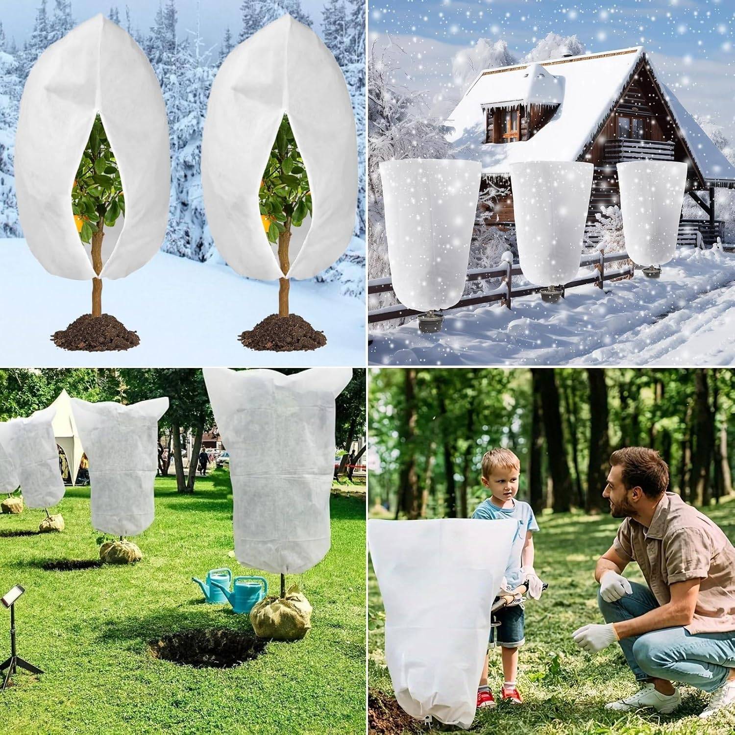 Housse de protection pour plantes, respirant, résistant aux déchirures, résistant au gel, avec cordon de serrage , 140 x 200 cm blanc-Lytech - Imagen 4