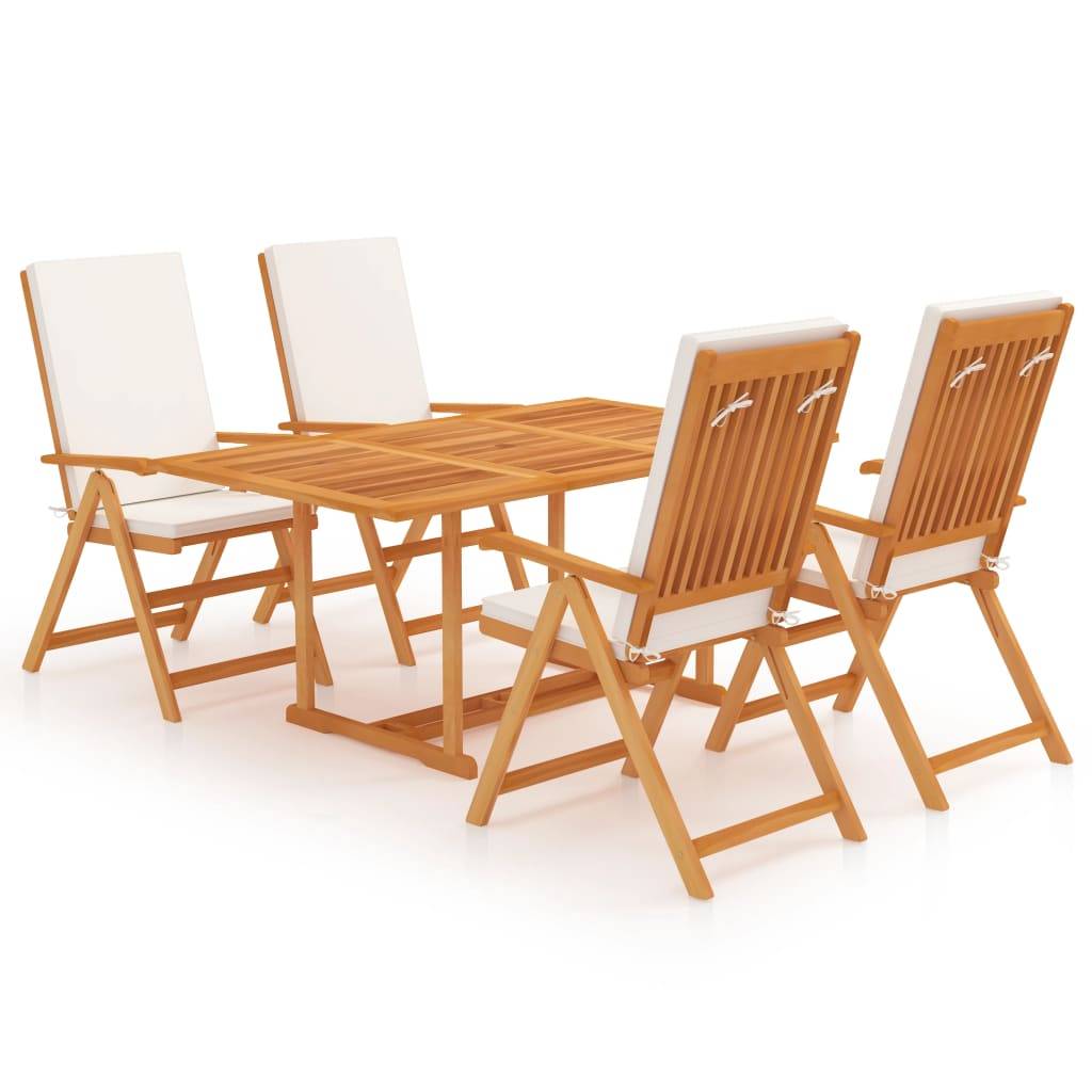 Helloshop26 - Salon de jardin meuble d'extérieur ensemble de mobilier 5 pièces avec coussins bois de teck massif - Imagen 1