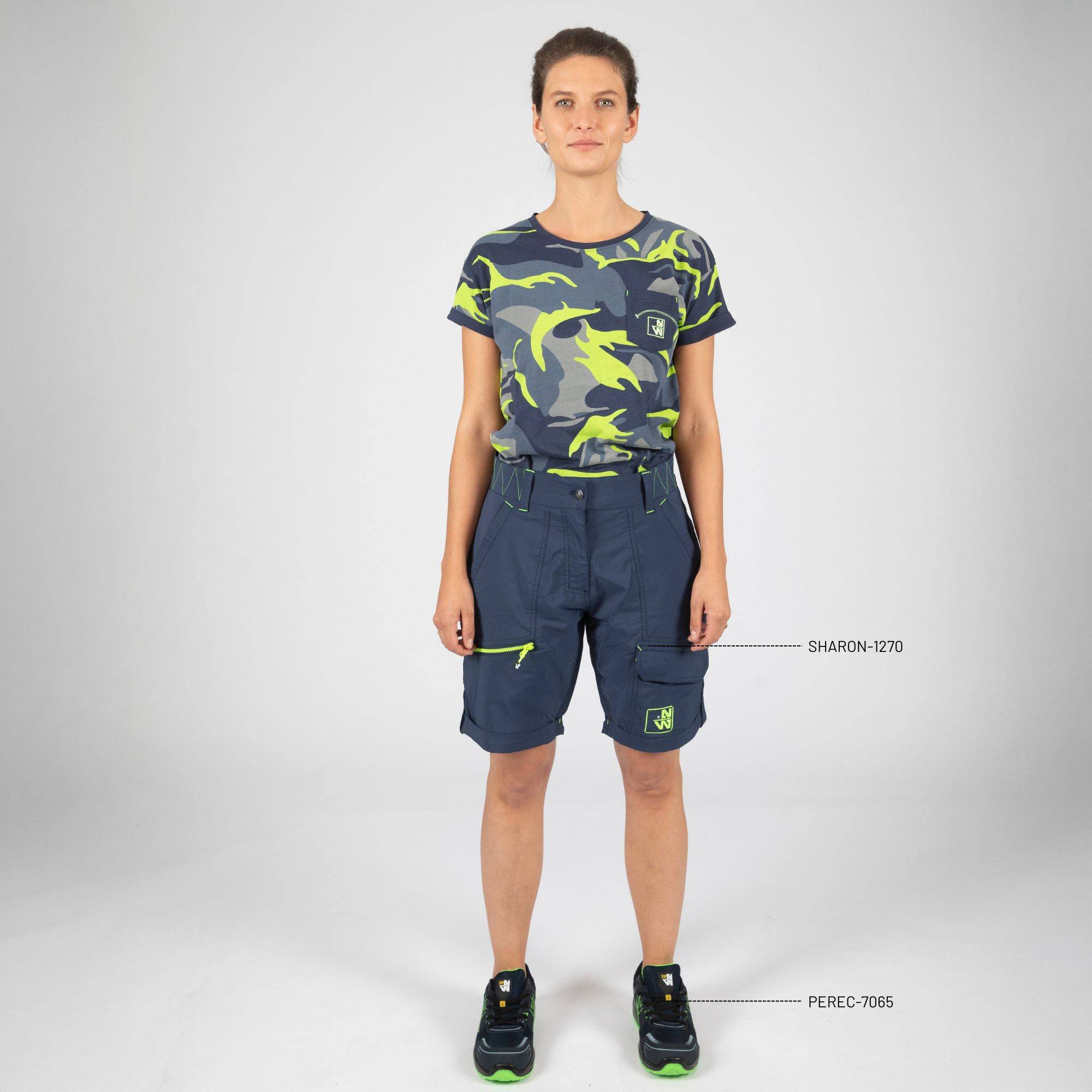 taille fr 38 - eu 36 - uk 10 - sharon - bermuda de travail - 1270 marine , jaune fluo - Image 2
