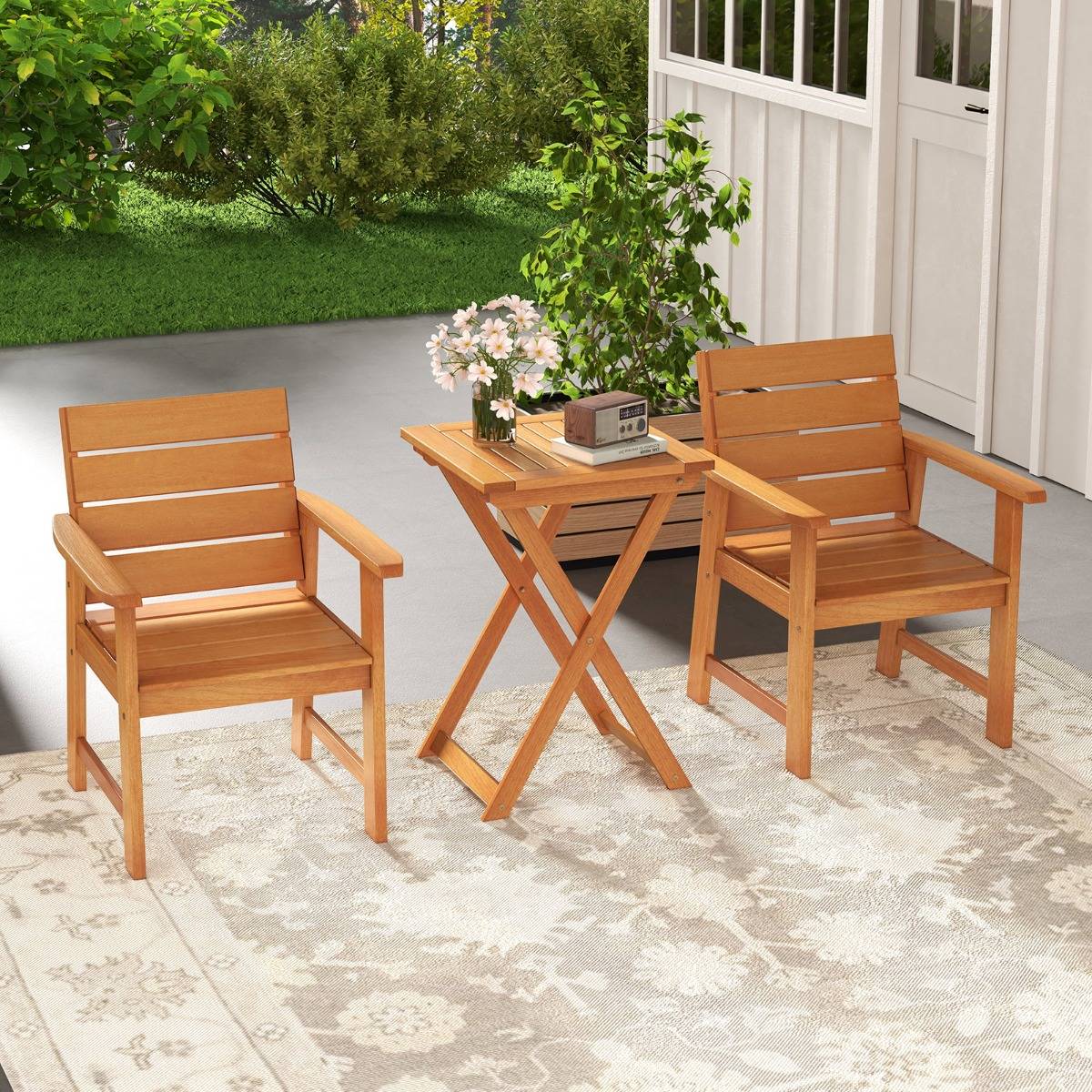 Table de Jardin Pliante Carrée de 60cm Table Basse Extérieur en Plastique avec Plateau en Rotin PE Plateau en Métal Charge 50kg Café