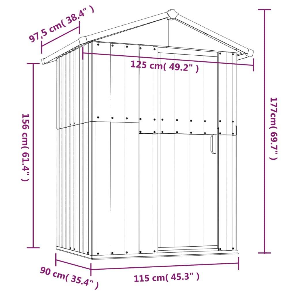 Helloshop26 - Abri de jardin cabane cabanon maison de stockage remise extérieur hangar outils robuste 126 x 97,5 x 177 cm acier galvanisé vert - Imagen 6