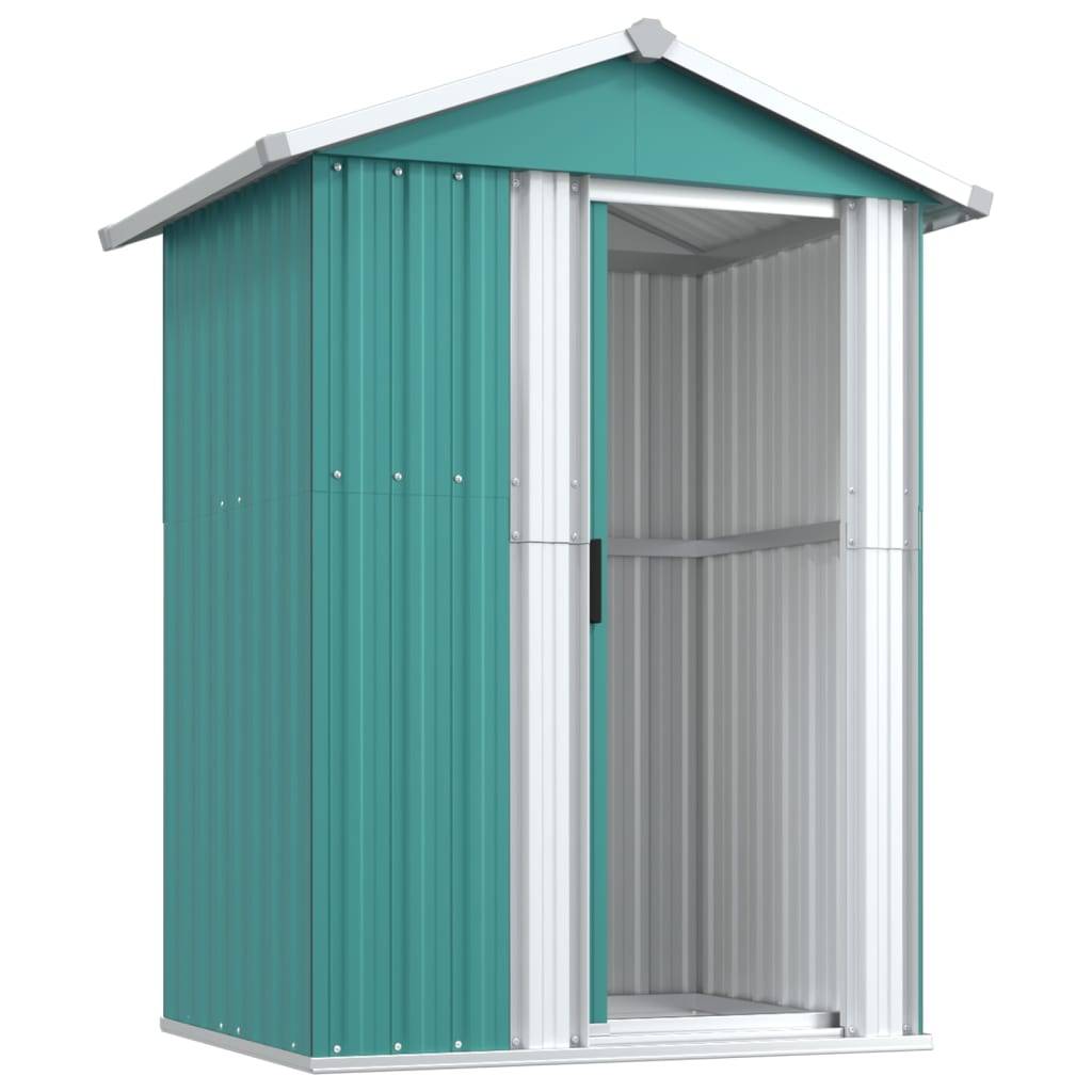 Helloshop26 - Abri de jardin cabane cabanon maison de stockage remise extérieur hangar outils robuste 126 x 97,5 x 177 cm acier galvanisé vert - Imagen 3