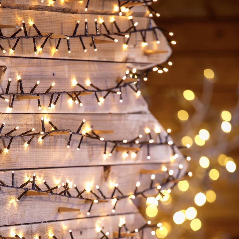 Lotti - Guirlande lumineuse Boa 6CM 30M 1500 LED 8 effets ambré câble vert Lotti - Imagen 9