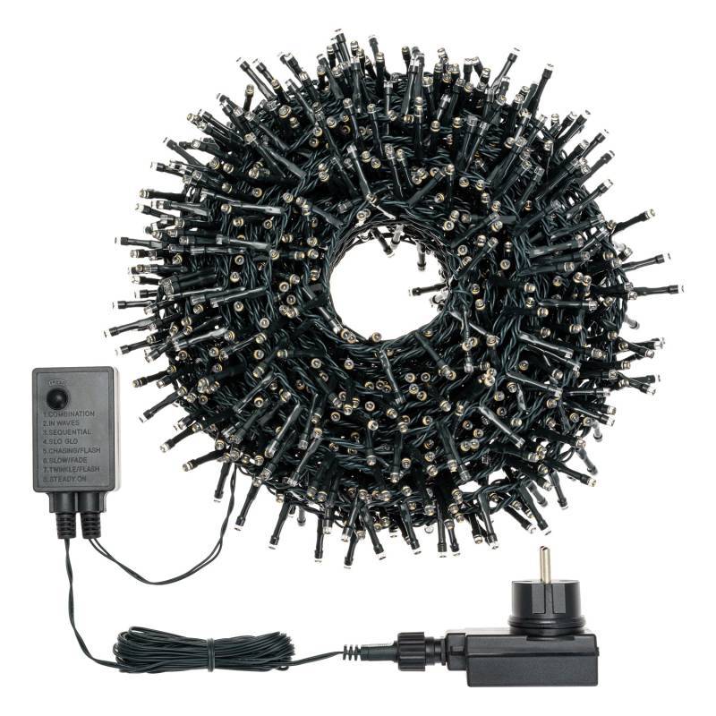 Lotti - Guirlande lumineuse Boa 6CM 30M 1500 LED 8 effets ambré câble vert Lotti - Imagen 6