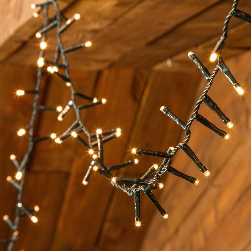 Lotti - Guirlande lumineuse Boa 6CM 30M 1500 LED 8 effets ambré câble vert Lotti - Imagen 5