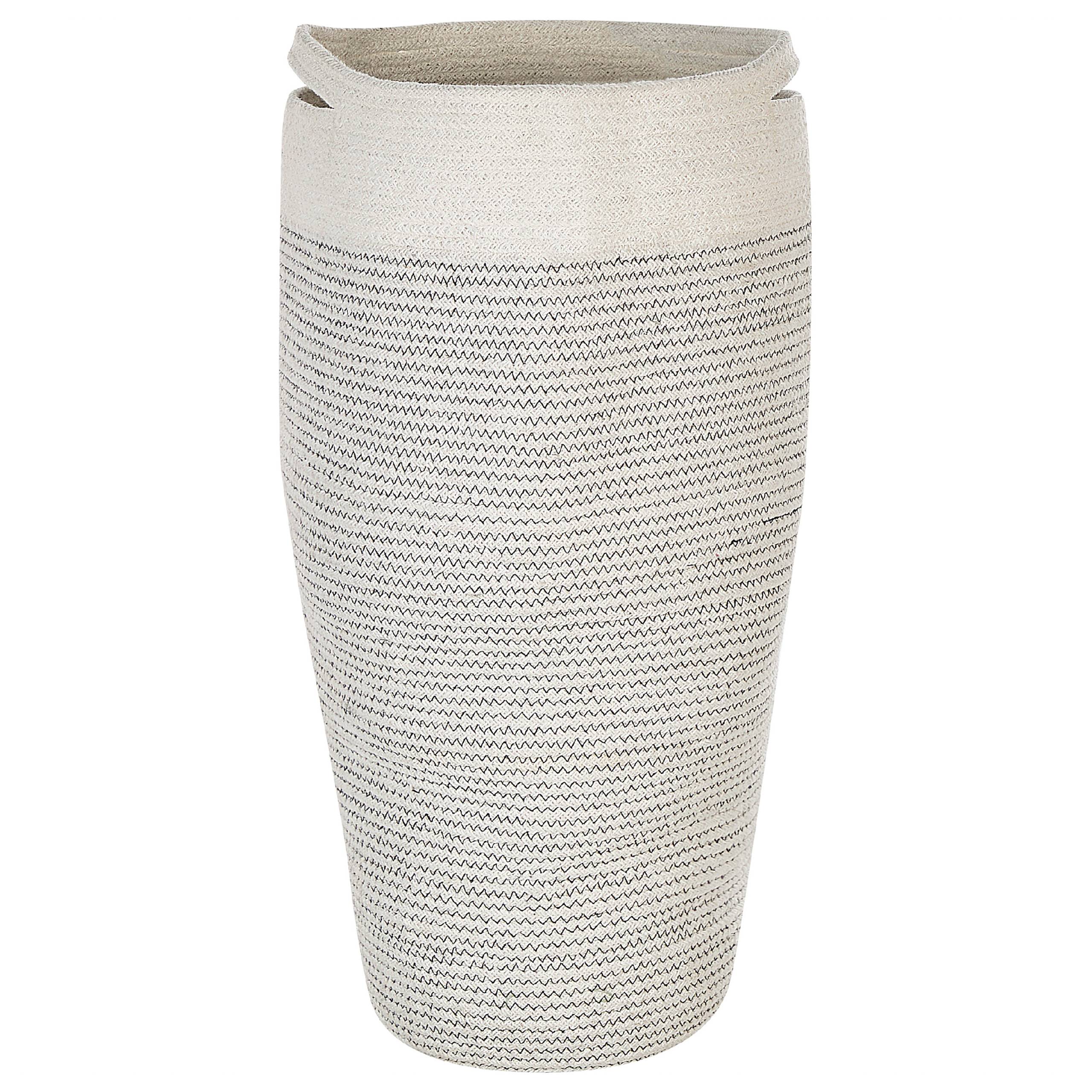 Beliani - Panier Blanc et Gris en Coton 33 cm de Diamètre Corbeille à Linge Faite Main Tressée Rangement à Rayures pour Intérieur Accessoire Rangement - Imagen 1
