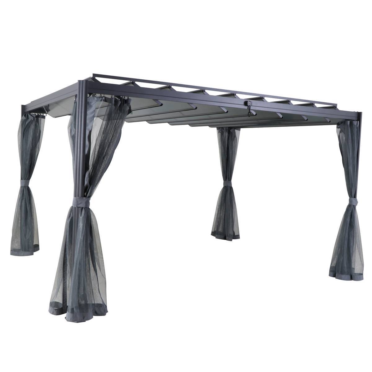 Hesperide - Moustiquaire pour pergola "Belize" à lattes 3x3,8m ardoise en polyester - Hespéride - Imagen 4